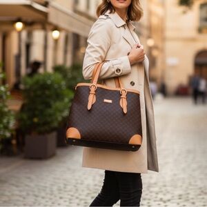 Rioni NWT Signature North-South Tote Handbag Purse, Brown and Tan
